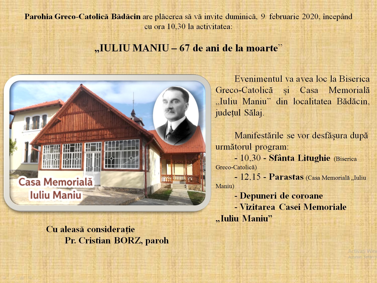 67 de ani de la moartea lui Iuliu Maniu, comemorați la Bădăcin